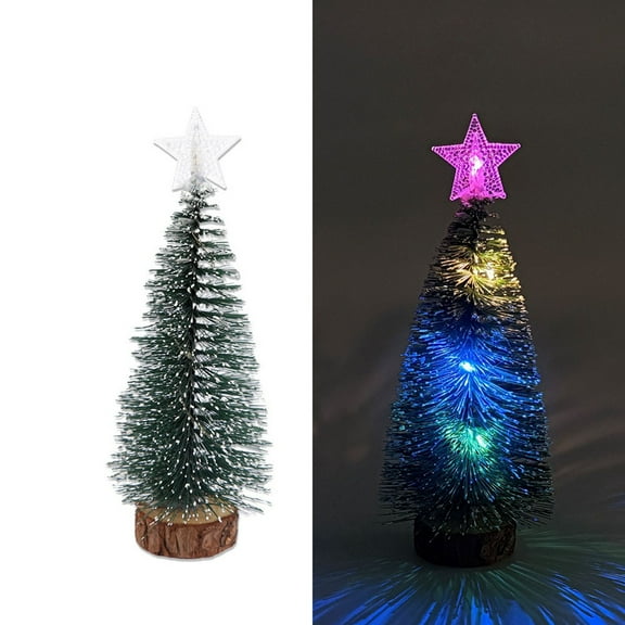 PONPRNGY Mini Christmas Tree with Lights, Multi-Color Artificial Tabletop Small Christmas Tree, Bottle Brush Xmas Trees for Christmas Decorations