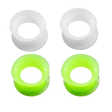 Pack of 4 Ear Plugs / Tunnels 2 Screw Fit with CZ Stone and 2 FREE Thin Silicone Pack of 4 Ear Plugs / Tunnels 2 Screw Fit with CZ Stone and 2 FREE Thin Silicone