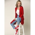 thumbnail image 3 of Made by Johnny Women's Solid Long Sleeve Open Front Long Cardigan M RED, 3 of 6