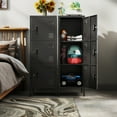 thumbnail image 7 of Aobabo 47.3" H Metal Locker with Ventilation Holes,3 Door Metal Storage Cabinet with Lock and Card Slof for Living Room,Bedroom,School,Office,Home,Assembly Required,Black, 7 of 7