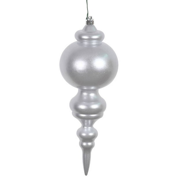 Vickerman 9 5 Silver Candy Finial Ornaments With Uv Resistant Finish And Pre Drilled Cap Set Of 2 Walmart Com Walmart Com