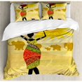 thumbnail image 3 of African Woman Duvet Cover Set Twin Size, Artistic Vintage Landscape Local Woman Elephants Sun Figure Hand Writing, Decorative 2 Piece Bedding Set with 1 Pillow Sham, Multicolor, by Ambesonne, 3 of 3