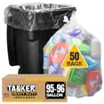 thumbnail image 1 of Bolsas de basura Tasker, de 95 a 96 galones, extra grandes, resistentes, transparentes, 1 of 9