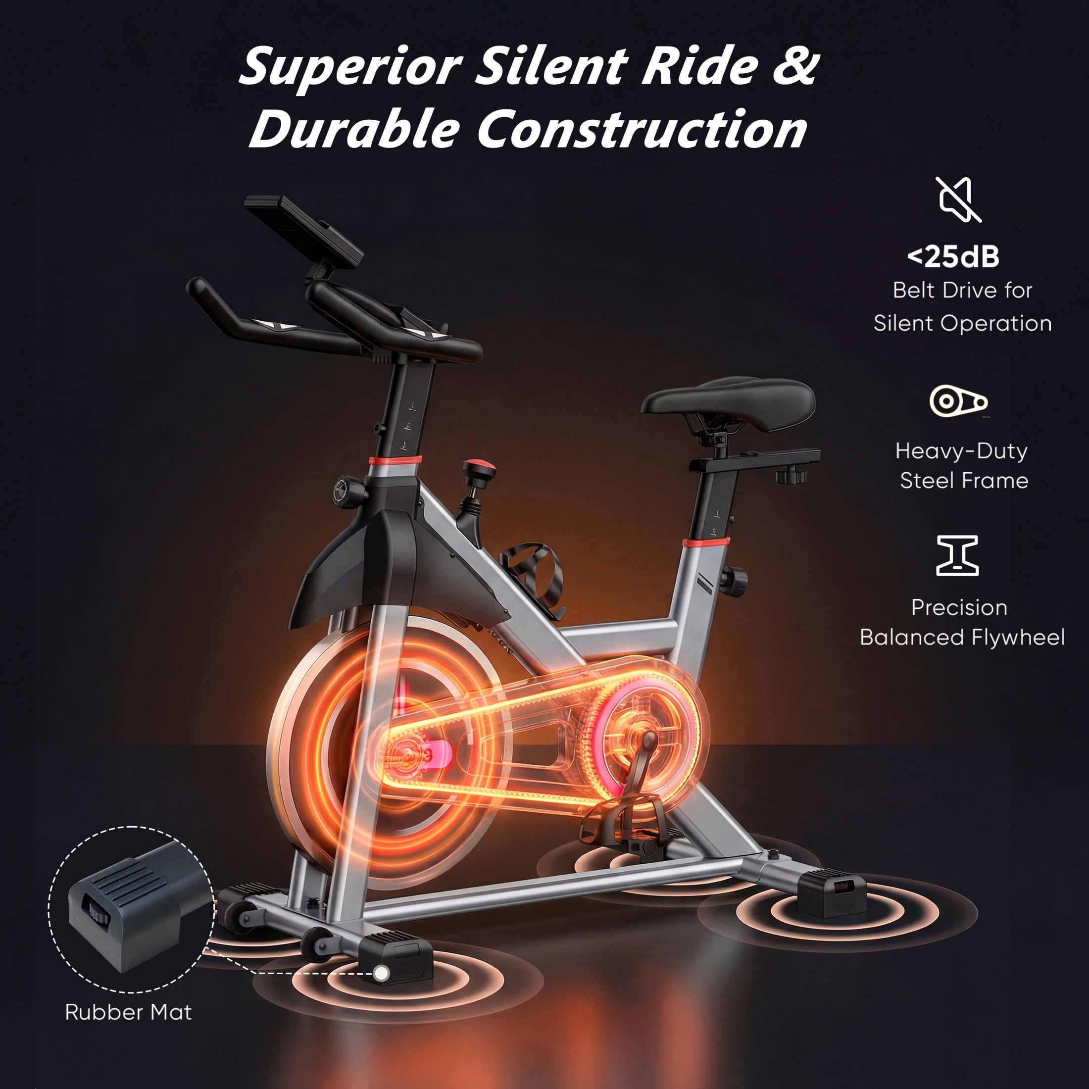 EDX Exercise Bike with LCD Monitor & Infinite Resistance, Adjustable Seat & Handlebar, Bluetooth App Compatible Indoor Cycling Bike for Home Gym, 300 lb Capacity, Orange