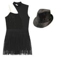 thumbnail image 5 of YONGHS Womens Sleeveless Latin Jazz Dance Leotard Tuxedo Bodysuit Dress With Hat Black XXL, 5 of 7