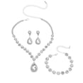 thumbnail image 2 of Tnobhg 3Pcs/Set Women Jewelry Set Waterdrop Shape Rhinestones Inlaid Necklace Dangle Earrings Adjustable Bracelet Set Birthday Gift, 2 of 8