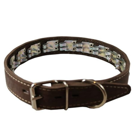 Leather Pinch Collar - Training Pinch and Genuine Leather Studded Dog Collar Fits 13'-17' Neck Brown 21.5'x1.5' Wide