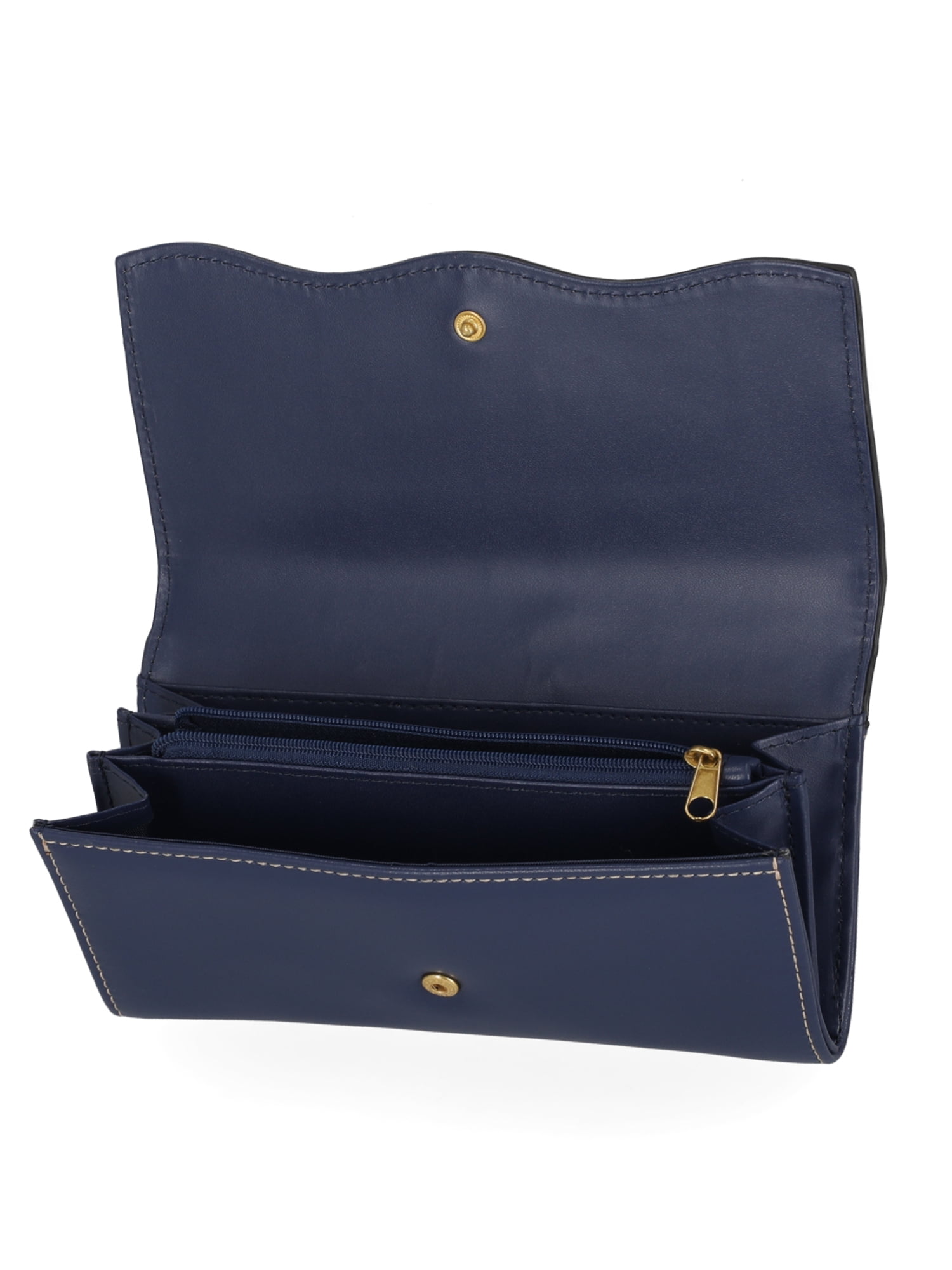 Free Assembly Women's Avery Cut Out Clutch Wallet, Dark Denim and Cream