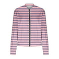 thumbnail image 3 of Hvyesh Stripe Jackets for Women Zip Up Bomber Jacket Pockets Grphic Print Windproof Outwear Fall Long Sleeve Coat Streetwear Pink, 3 of 6