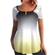 thumbnail image 2 of Mujeres Tops Casual verano encaje manga corta Split cuello túnica impresa camisetas camisetas Tops OAVQHLG3B Store lin121212, 2 of 5