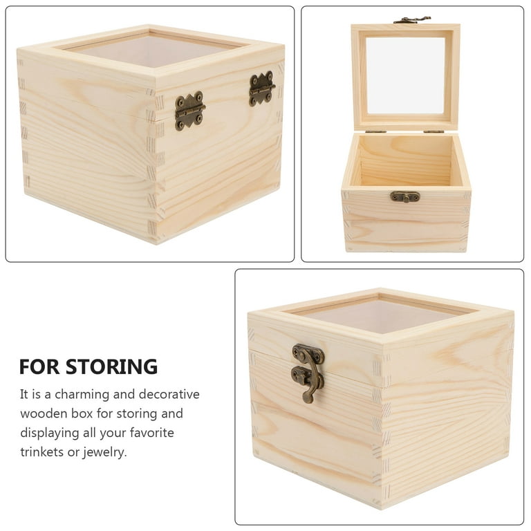 Nuolux Simple Wooden Gift Box Wood Wedding Present Storage Container with Lid, Size: 15.00