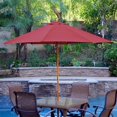 thumbnail image 1 of Jeco 9' Wood Market Patio Polyester Umbrella in Burgundy, 1 of 1