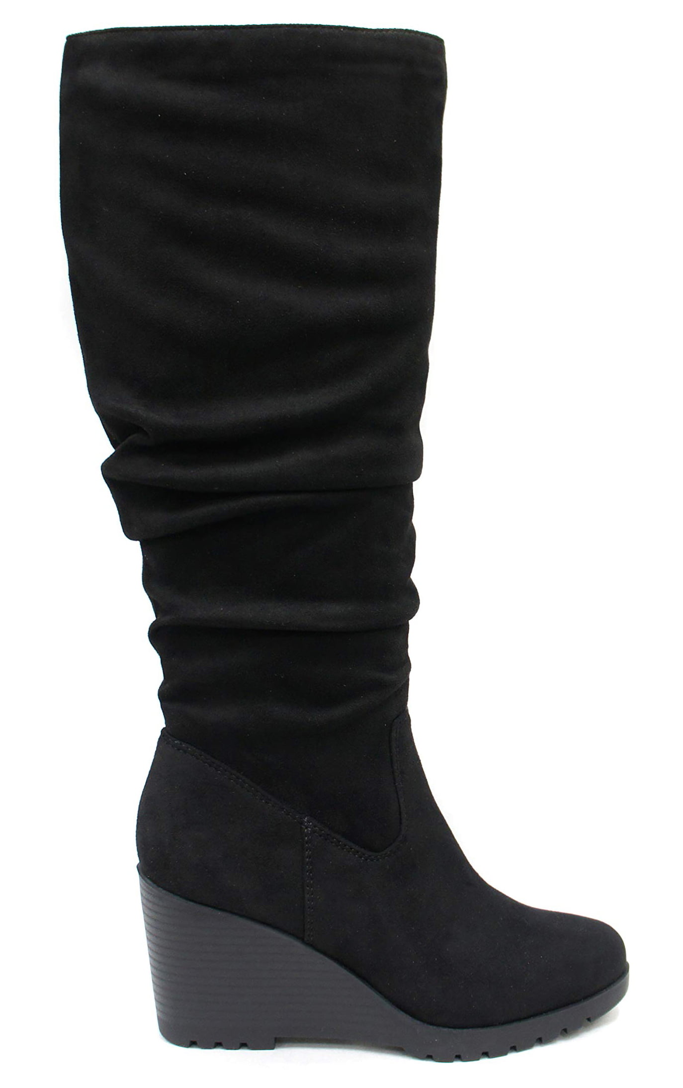 black wedge boots