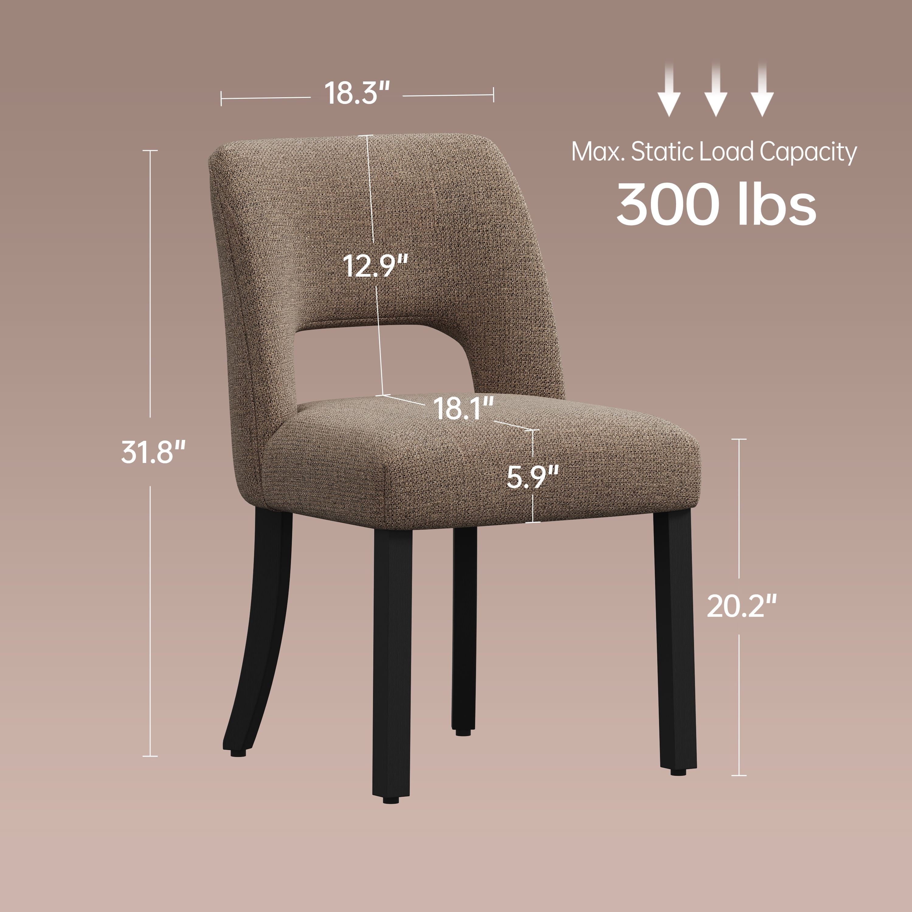 Vknow Furniture Wooden Dining Chairs Set of 4, Modern Fabric Upholstered Dining Room Chair Kitchen Chairs, Farmhouse Dinner Chair for Kitchen Dining Room, Brown