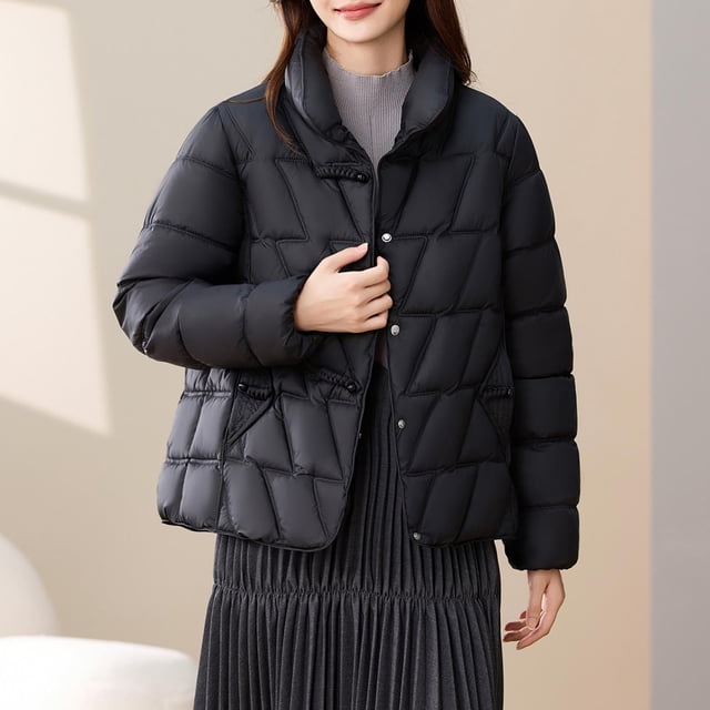 NJDVHB Parkas d'Hiver à Manches Longues pour Femmes, Veste Décontractée Sans Capuche à Manches Longues Colorée pour Femmes
