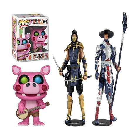 Games:Five Nights at Freddy's Pizza Simulator - Pigpatch Collectible Figure + Toys Mortal Kombat Scorpion and Raiden 7" Action Figure Multipack, Pack of 2