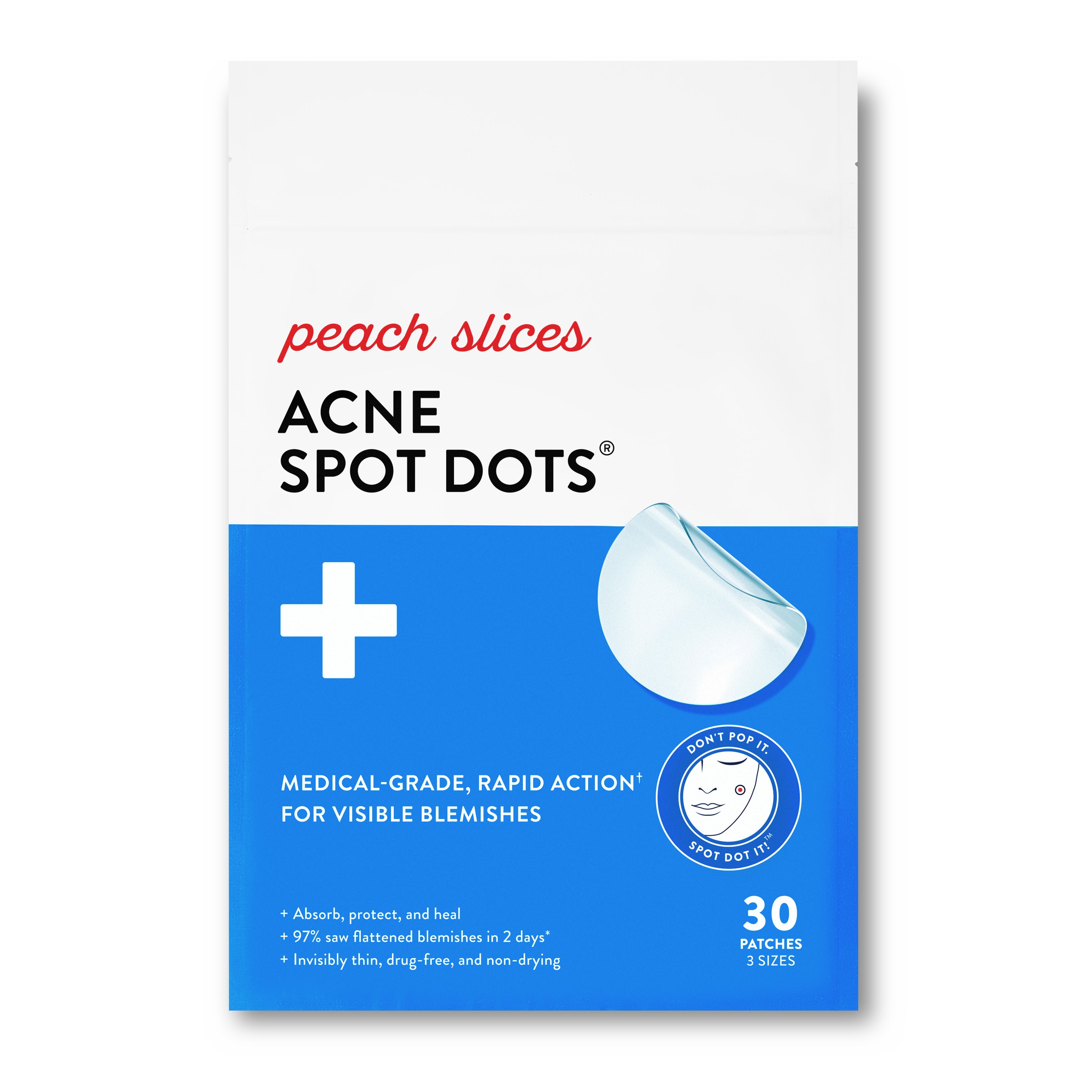 Peach Slices Acne Spot Dots, Hydrocolloid Pimple Patches, 30 Ct