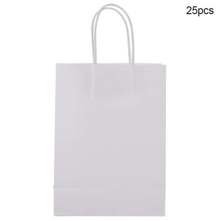 ZPSHYD Bolsa de Regalo de Papel Kraft, 25 Bolsas de Papel Kraft Multicolor, Bolsas de Fiesta, Bolsa de Regalo para Boda, Bolsa de Dulces con asa(Blanco)