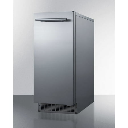 Summit Appliance - 15" 62-Lb. Freestanding Icemaker - Stainless Steel