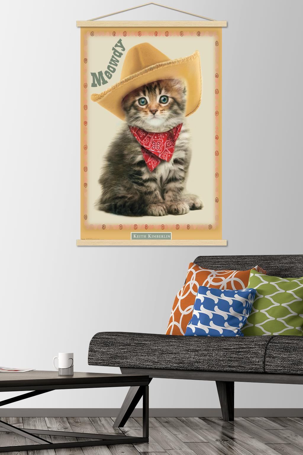 Keith Kimberlin - Kitten - Meowdy Wall Poster with Wooden Magnetic Frame, 22.375" x 34"