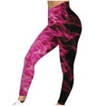 thumbnail image 4 of DeHolifer Women's Leggings High Waist Flame Printed Fitness Running Leggings Casual Fashion Tights Pink L, 4 of 6