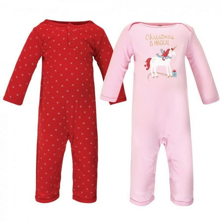 UPC: 0660168568486 | Hudson Baby Infant Girl Cotton Coveralls 2pk Magical Christmas 9-12 Months