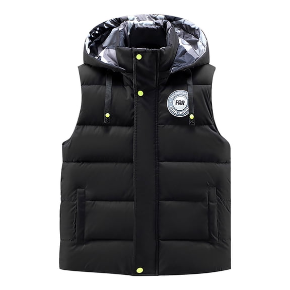 Men's Winter Puffer Vest Removable Hooded Quilted Padded Sleeveless Vest Color: Black Size: XL