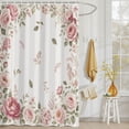 thumbnail image 4 of Bedliving Shower Curtain Set with 12 Hooks, Pink Roses and Peonies Border Waterproof Fabric, 72" x 72", 4 of 10