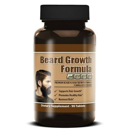 Beard Growth Formula 2000 Facial Hair Growth Beard Growth Supplement Vitamin Grow a Fuller Thicker Beard 90 Tablets