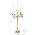 thumbnail image 4 of DecMode Traditional Five Tulip Shaped Candelabra Style Candle Holder, 13"W x 24"H with Aluminum Gold Polished Finish, 4 of 10