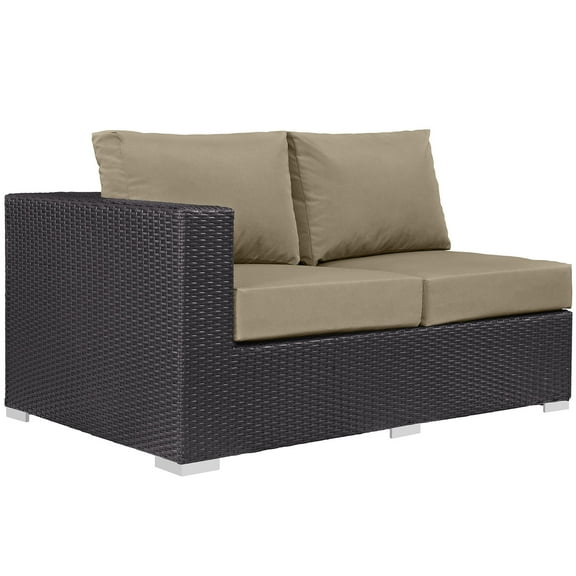 Modway Convene Outdoor Patio Left Arm Loveseat in Espresso Mocha