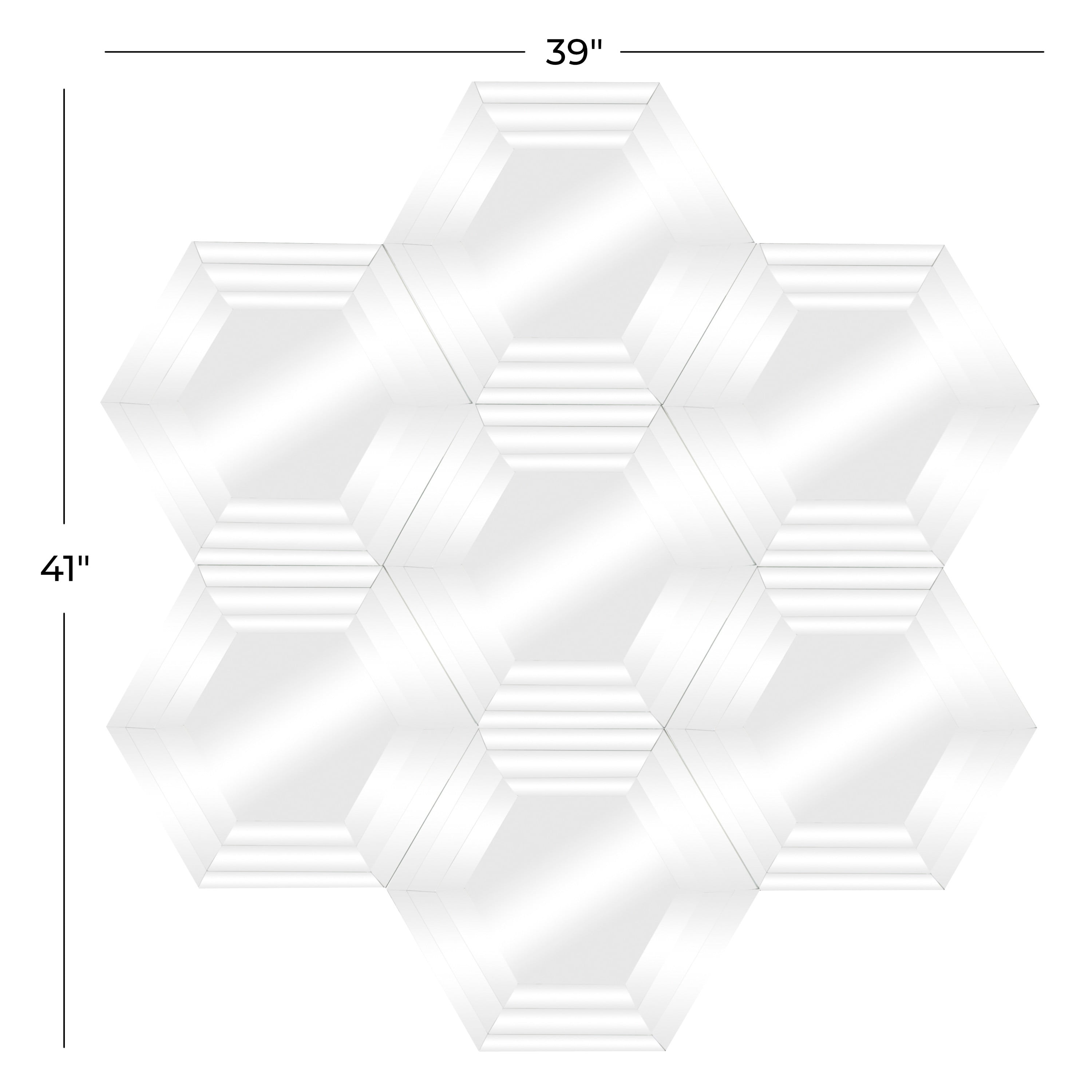 DecMode 39" x 41" Silver Honeycomb Shaped Geometric Wall Mirror