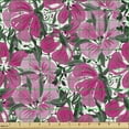 thumbnail image 2 of Ambesonne Floral Design Fabric by the Yard Upholstery, Springtime Hibiscus, 2 Yards, Pastel Pink Hot Pink, 2 of 5