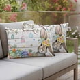 thumbnail image 4 of Happy Easter Pillow Covers 2 Pack Bunny Floral Egg Trees Butterfly Spring Board Pillowcase Waterproof Outdoor Throw Pillow Cover for Patio Balcony Rectangular Cushion 20”x12”, 4 of 9