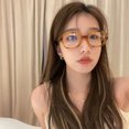 thumbnail image 4 of Retro Square Oval Frame Anti Blue Light Glasses Red Thick Frame Plain Eyes Glasses Korean Fashion Female Eye Protection Eyewear A-Red, 4 of 6