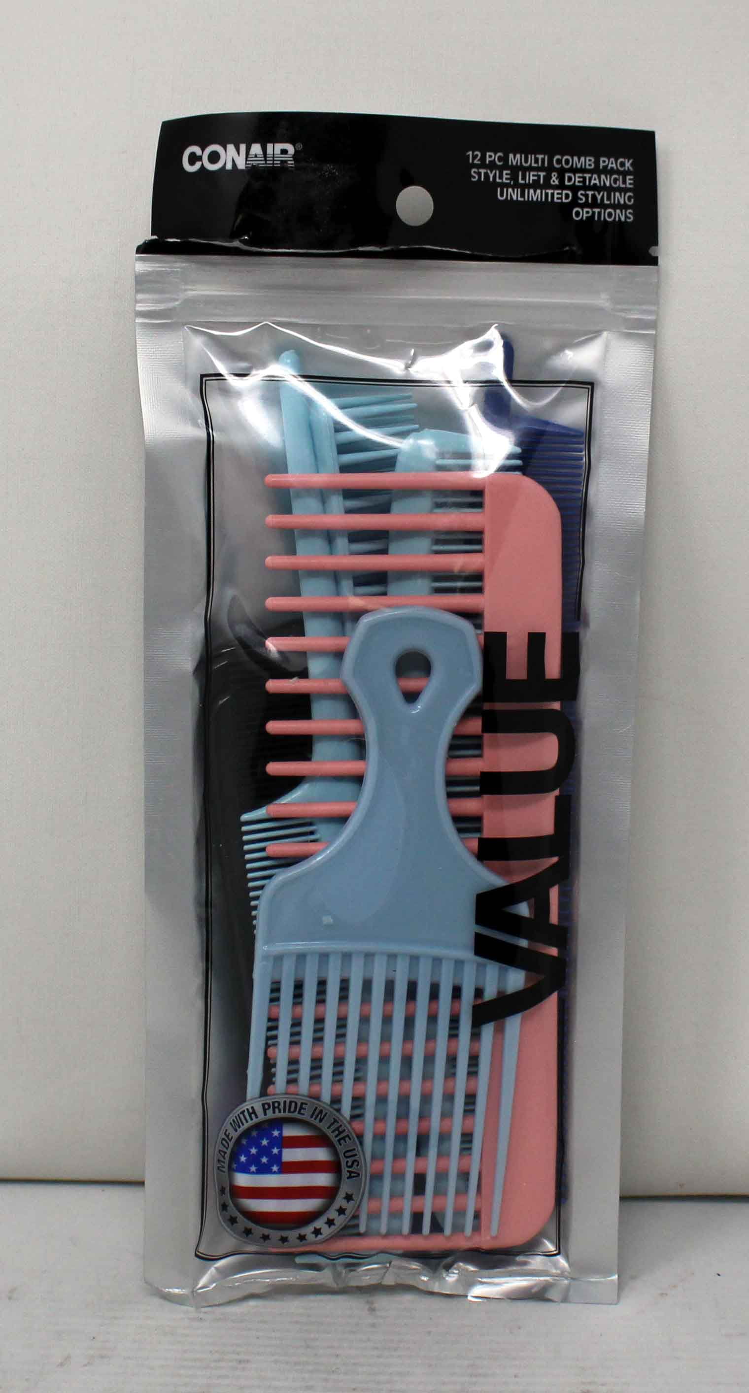 Conair Multipack Combs Made in USA 12pk