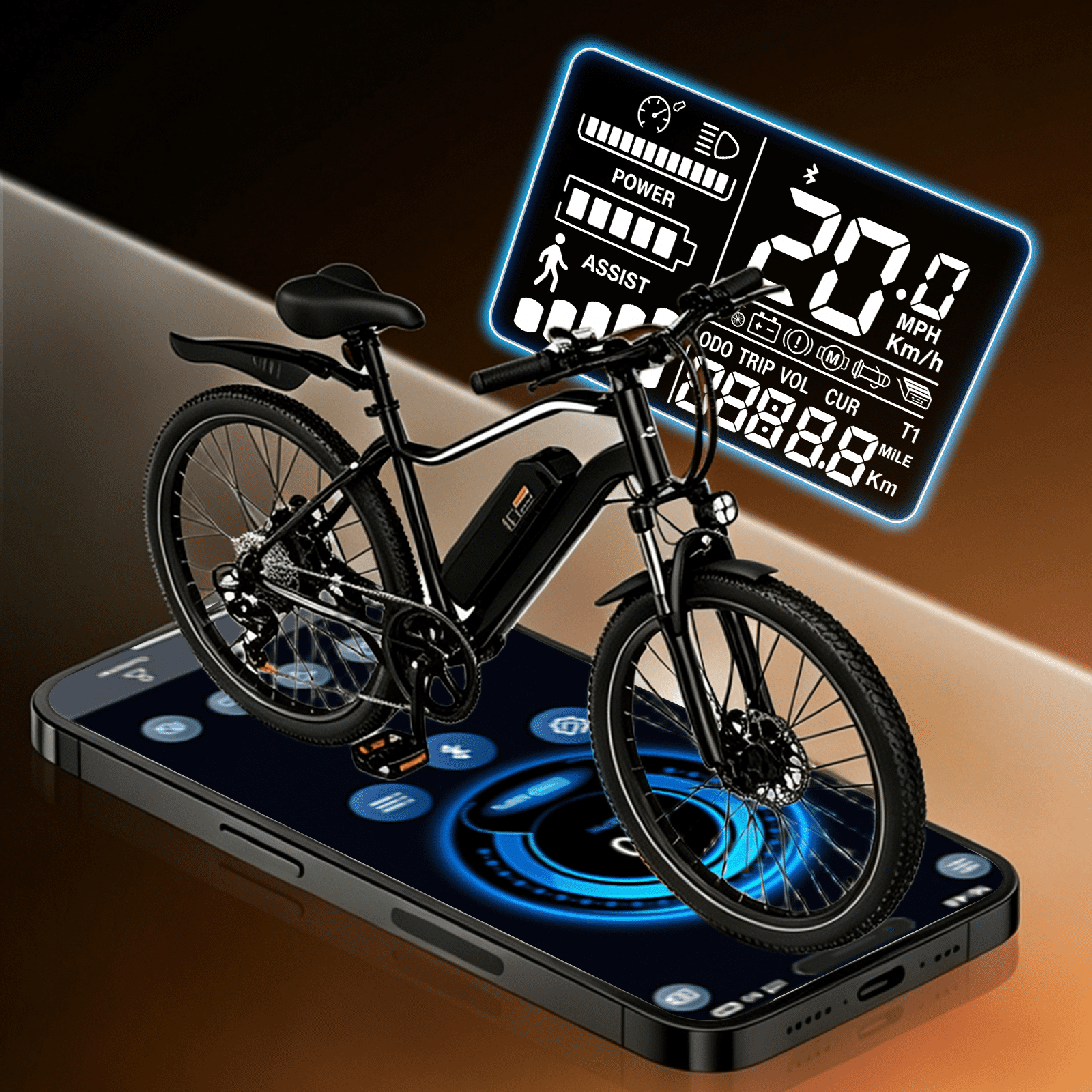 500W Peak Electric Bicycles-Adult Electric Mountain Bike with 5-Speed,30+ Miles Range, 26" Ebike for Beach Snow,Black