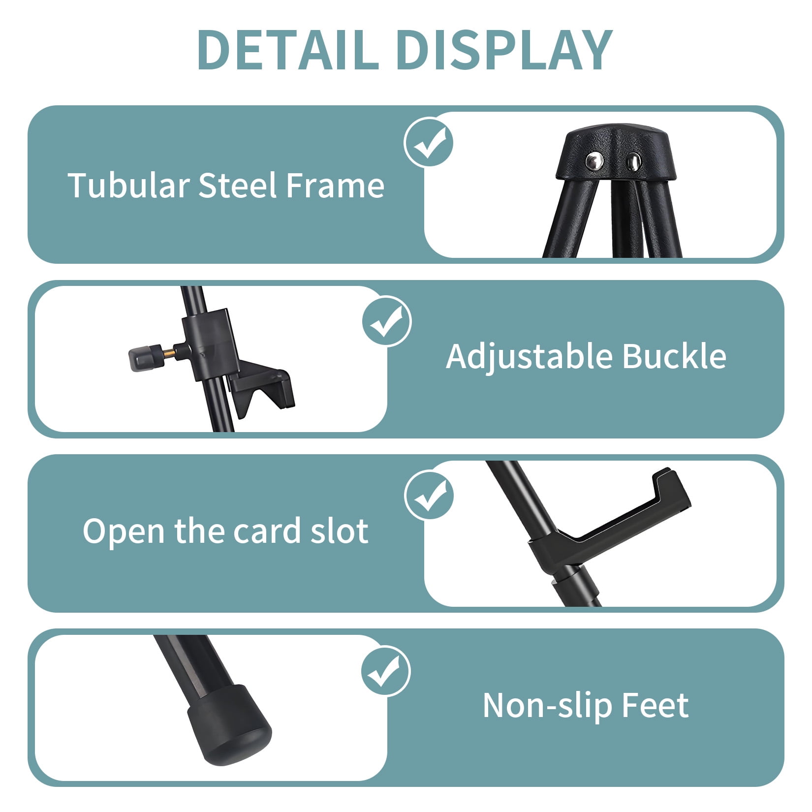 Gaderth 3-Pack Black Easel Stand for Sign, Folding Easels for Display, 66" Adjustable Portable Metal Display Easel with Tripod Base, Collapsible Sign Stand for Wedding Sign, Painting Canvas