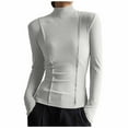 thumbnail image 2 of AXXD Basic Shirts for Women Summer 2024 Turtle Necks Winter Bottomed Double-sided Long Sleeve Clothes Tops, 2 of 7