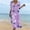 Purple, variant on QUNYINEY Casual Dresses for Women 3/4 Sleeve Midi Floral Beach A Line Dress Loose Fit V Neck Dresses