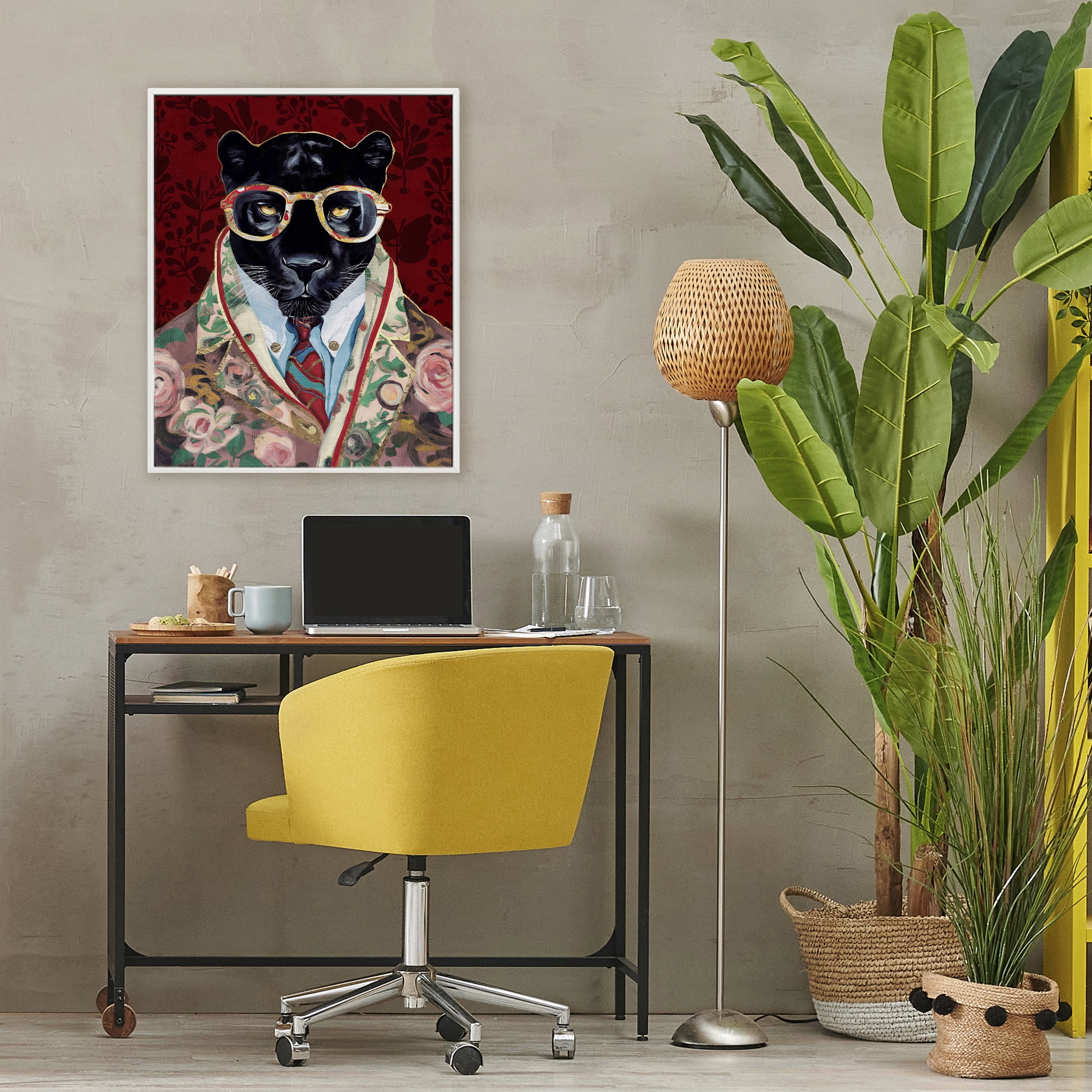 Stupell Industries Fashionable Scarlet Panther White Framed Giclee Art, design by Svetlana Aleynikova