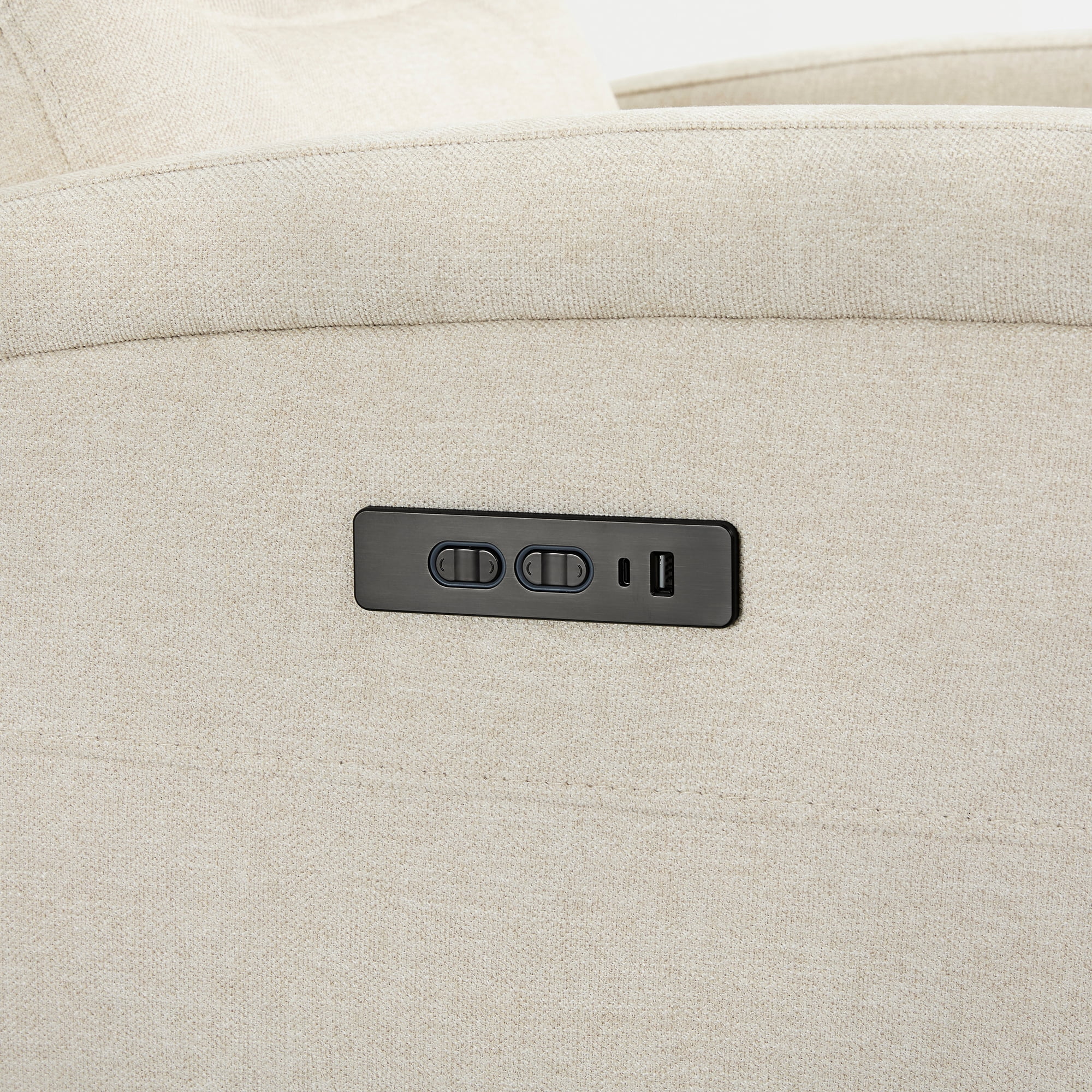 Spruce & SpringPower Swivel Glider Recliner with USB Charging for Home Theater, Linen-Power Headrest