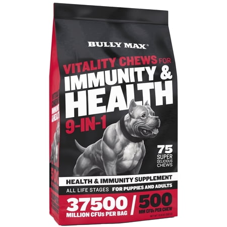 Bully Max Immunity & Health Bacon Flavor Soft Chews for Dogs, 10.6 oz Bag