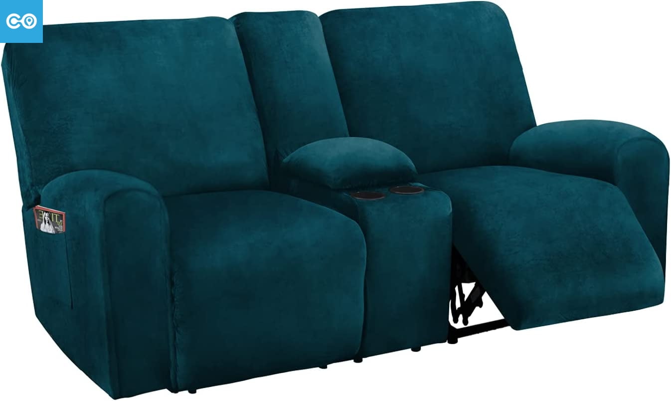 Ultimate Decor Reclining Love Seat with Middle Console Slipcover 8
