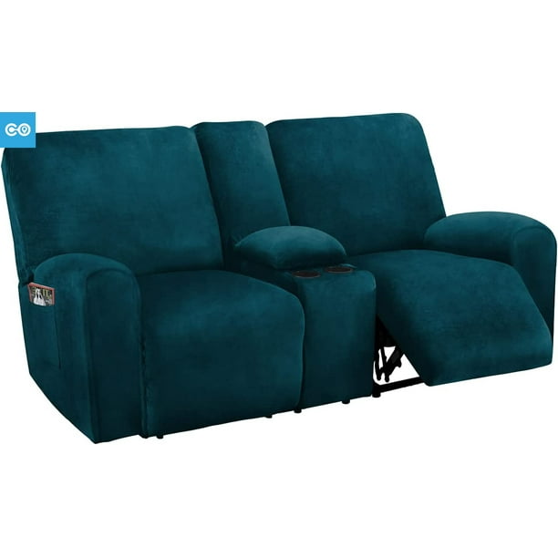 Ultimate Decor Reclining Love Seat with Middle Console Slipcover 8