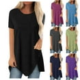 thumbnail image 6 of Ichuanyi Womens Summer Solid Tops Tees Short Sleeve Casual Round Neck T Shirts Blouse Plus Size Women Side Buttons Tunic Tops, 6 of 6