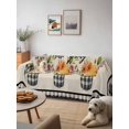 thumbnail image 6 of Farmhouse Flowers Couch Cover, Spring Watercolor Floral Leaf Black Plaid Sofa Cover Blanket for 2 Seat Cushion, Sectional Sofa Slipcover Furniture Protector for Living Room Bedroom 71''x102'', 6 of 9