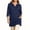 Navy, variant on Womens Notch Split V Neck Tunic Top Three Quarter Sleeve Dual Side Patch Pockets Longline Loose Fit All Season Casual Daily Wear Shirt