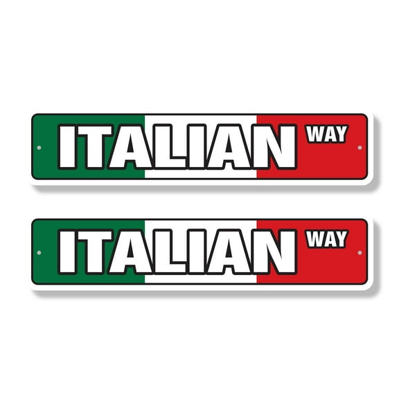 ITALIAN FLAG Classic Street Sign (2 Pack) italy italiano flags pride restaurant Road Sign | 4" X 18" Aluminum Metal Address Sign
