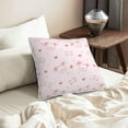 thumbnail image 6 of Velvet Decorative Throw Pillow Covers Set of 2, Soft Square Cushion Cover with Invisible Zipper Cartoon Rabbit Bear Pink Printing, 20"x20", 6 of 7